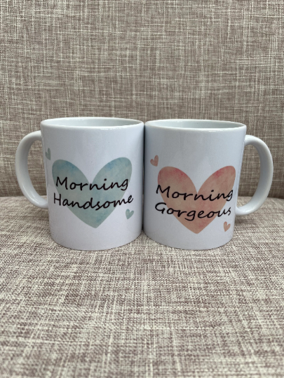 Couple Mug Set, Gift For Him, Morning Handsome Mug, Morning Gorgeous Mug, Anniversary Gift