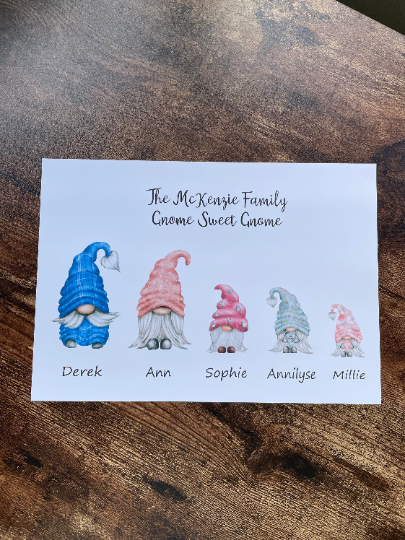 Gnome Family Print, Gnome Print, Gnome Present, Gnome Gift, Gnome Family