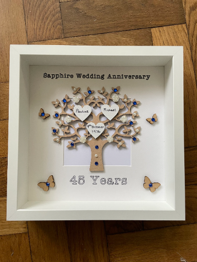 Sapphire Wedding Anniversary Frame, Sapphire Wedding Anniversary Gift