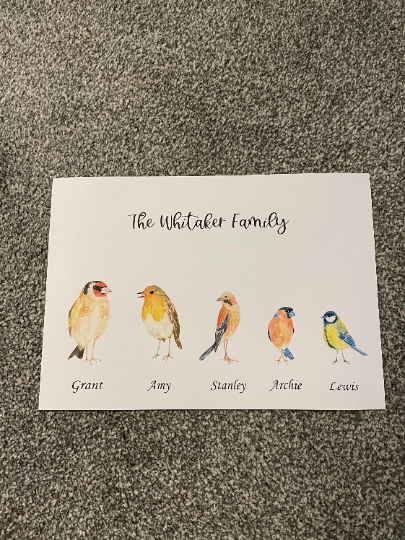 Personalised Bird Family Print, Family Gift, Robin Print, Bird Family Gift, Bird Lover Gift