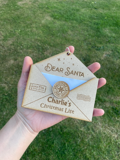 Santa Letter Ornament, Santa Letter Gift, Wood Santa Letter, Kids Santa Letter Envelope