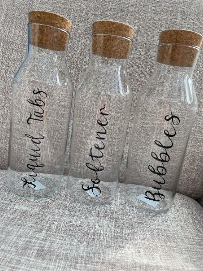 Laundry Storage Bottle, Glass Jar With Cork Lid, Mrs Hinch, Laundry Storage