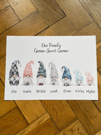 Gnome Family Print, Gnome Print, Gnome Present, Gnome Gift, Gnome Family