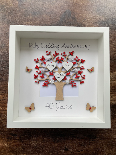 Personalised Ruby Wedding Anniversary Frame, Wedding Gift, Personalised, 40th Wedding Anniversary Gift