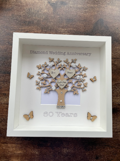 Personalised Diamond Wedding Anniversary Frame, Wedding Gift, Personalised Frame