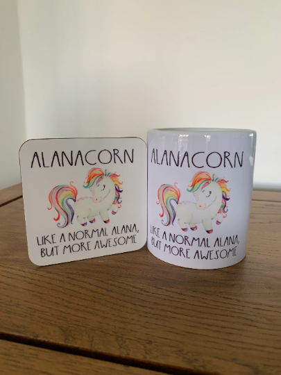 Unicorn Mug, Unicorn Name Mug Set, Unicorn Gift, Name Mug