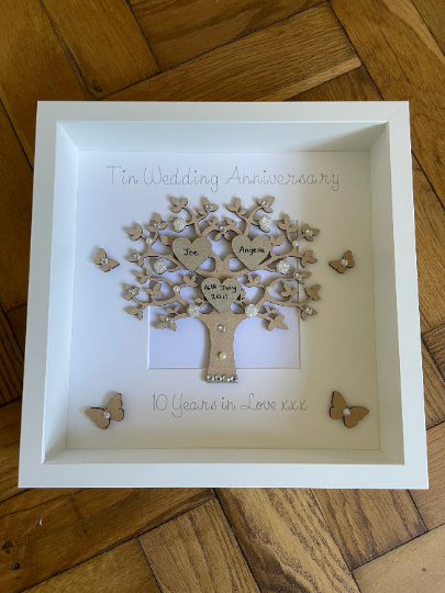 Tin Wedding Anniversary Frame, Wedding Gift, Tin Wedding Anniversary Gift