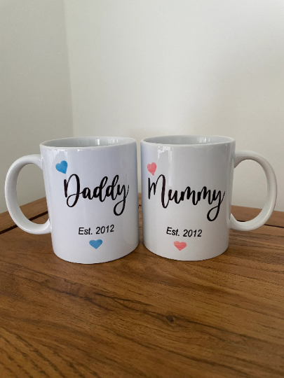 Mummy and Daddy Mugs, Mummy and Daddy Gift, New Parent Gift, New Parent Mugs