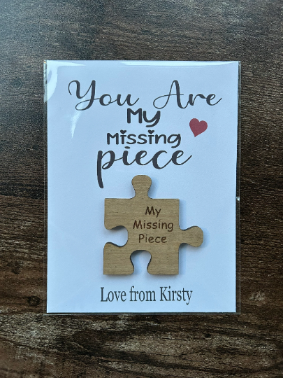 Wooden My Missing Piece Puzzle Gift, Romantic Keepsake Token, Valentines Day Gift, 5th Wedding Anniversary, Wood Wedding Gift, Missing Piece