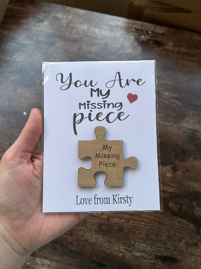 Wooden My Missing Piece Puzzle Gift, Romantic Keepsake Token, Valentines Day Gift, 5th Wedding Anniversary, Wood Wedding Gift, Missing Piece