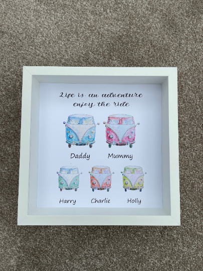 Personalised Campervan Family Frame, Campervan Family Gift, Campervan Gift, Personalised Camper Van Family Frame