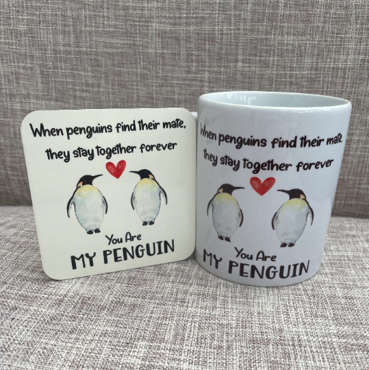 Penguin Mug, Penguin Gift, Penguin Soul Mate Gift, Anniversary Gift For Wife