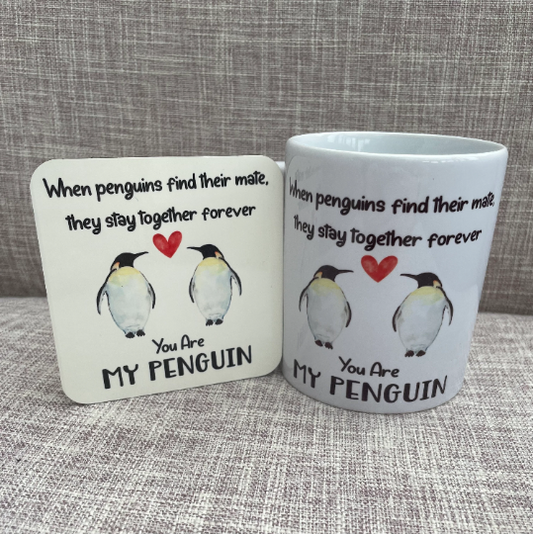 Penguin Mug, Penguin Gift, Penguin Soul Mate Gift, Anniversary Gift For Wife