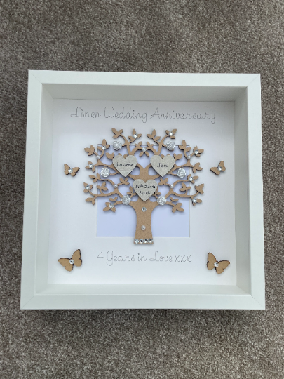 Linen Wedding Frame, Linen Wedding Gift, Linen Wedding Anniversary Gift
