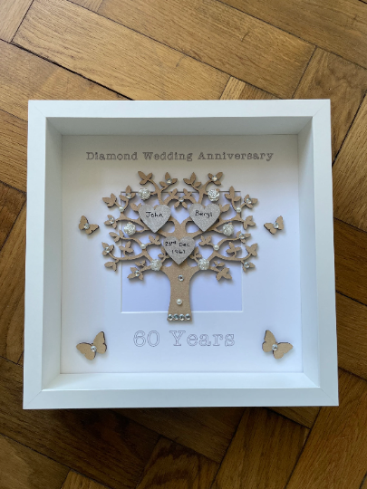 Personalised Diamond Wedding Anniversary Frame, Wedding Gift, Personalised Frame