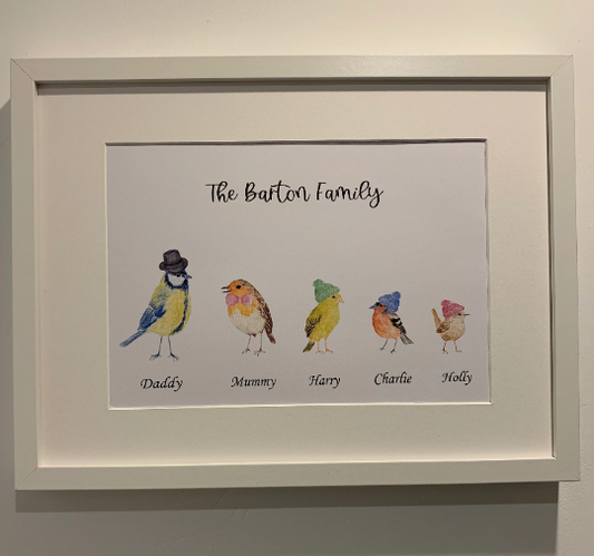 Personalised Bird Family Print, Family Gift, Robin Print, Bird Family Gift, Bird Lover Gift