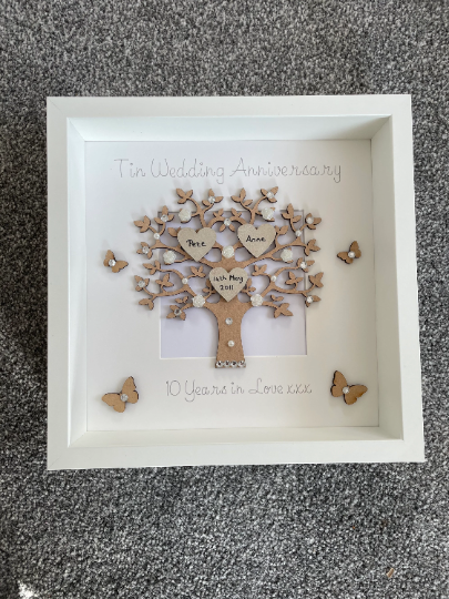 Tin Wedding Anniversary Frame, Wedding Gift, Tin Wedding Anniversary Gift