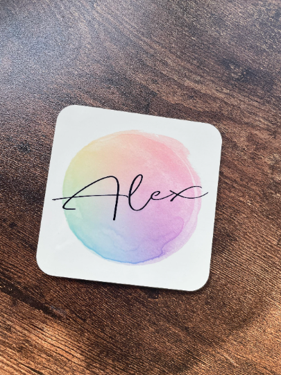 Rainbow Coaster, Rainbow Name Coaster, Tea Coaster, Coffee Coaster
